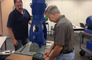 Shaft Alignment Training class with Rotalign Pro on a vertical pump